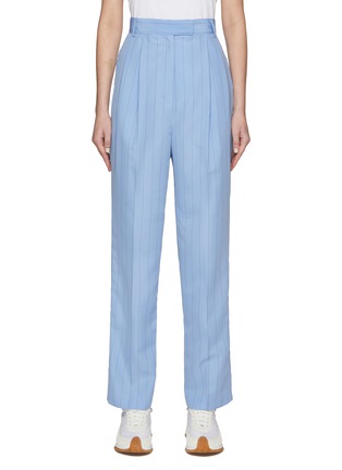 Main View - Click To Enlarge - THE FRANKIE SHOP - ‘Bea’ Pleated Striped High Waist Straight Suiting Pants
