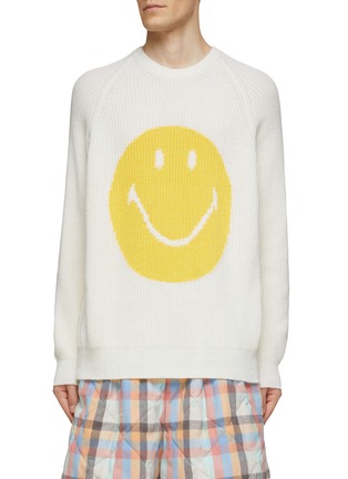 Main View - Click To Enlarge - JOSHUA’S - SMILEY FACE WOOL CASHMERE BLEND RAGLAN SWEATER