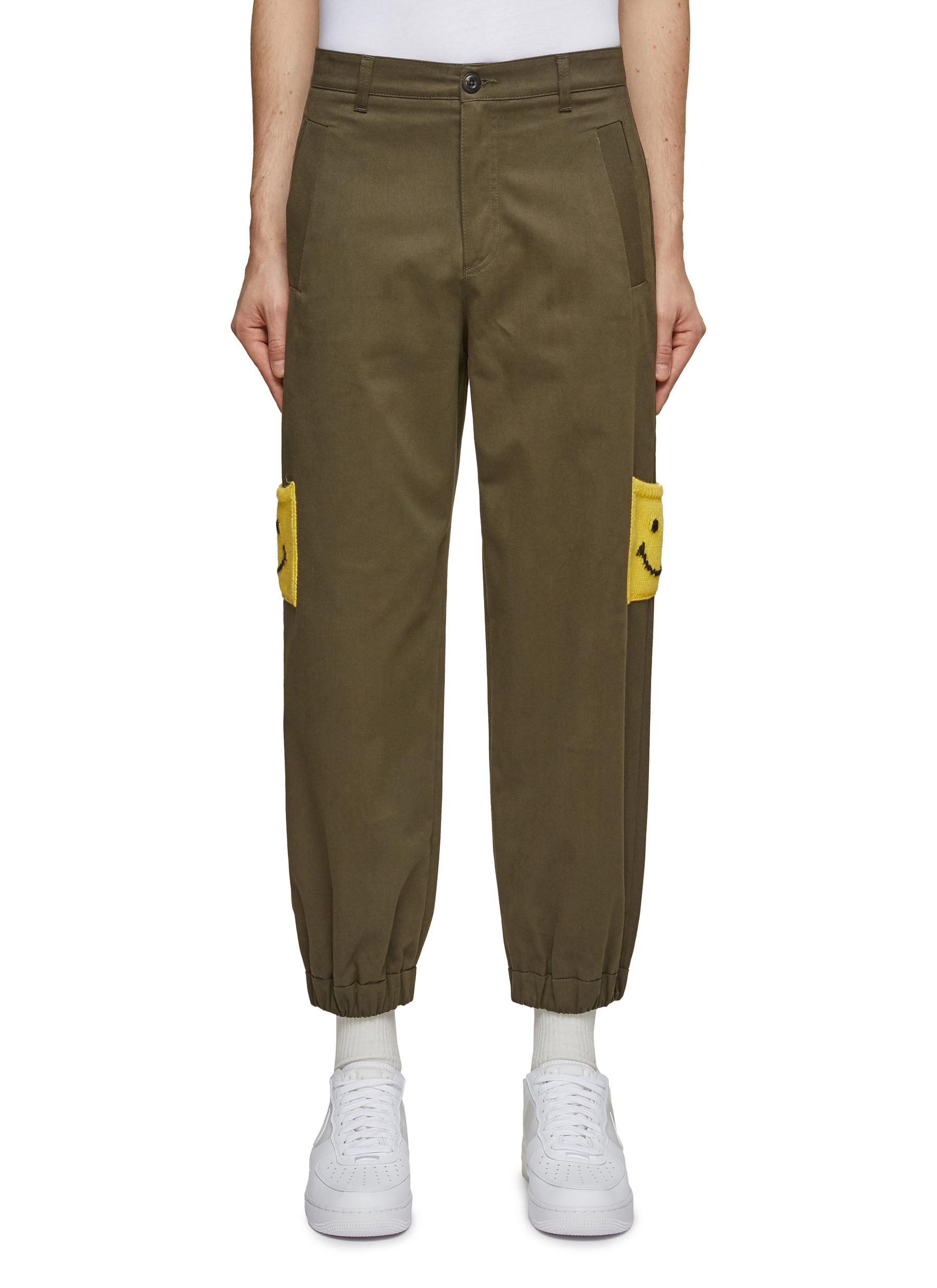 SMILEY FACE KNITTED PATCH CARGO PANTS