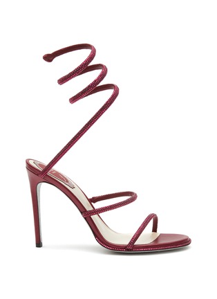 Main View - Click To Enlarge - RENÉ CAOVILLA - ‘Cleo’ Strass Embellished Strap Satin Heeled Sandals