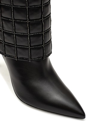 Detail View - Click To Enlarge - RENÉ CAOVILLA - 100 QUILTED MOTIF HEMATITE STRASS EMBELLISHED HEELED BOOTS