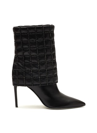 Main View - Click To Enlarge - RENÉ CAOVILLA - 100 QUILTED MOTIF HEMATITE STRASS EMBELLISHED HEELED BOOTS