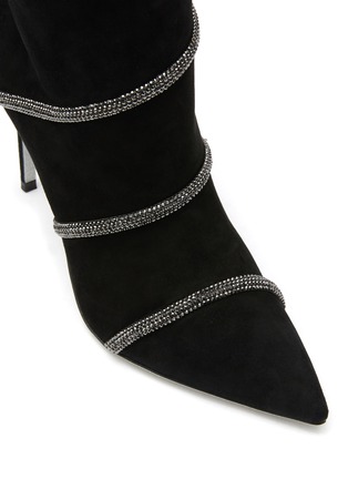 Detail View - Click To Enlarge - RENÉ CAOVILLA - ‘CLEO’ HEMATITE STRASS DETAIL SUEDE BOOTS