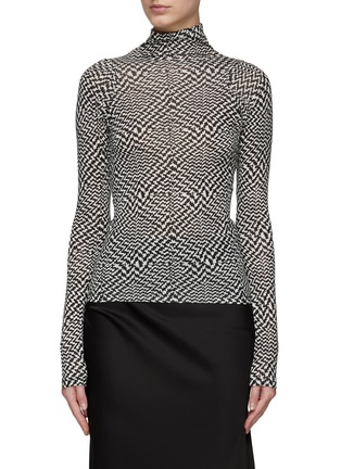 Main View - Click To Enlarge - RAG & BONE - ZIGZAG MOTIF SHAW PANELLED HIGH NECK LONG SLEEVE TOP