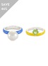 LANE CRAWFORD - frypowers Matchy Matchy Set<br>Baroque Pearl Blue Enamel Sterling Silver Ring & 'Unicorn Rainbow' Peridot Yellow Enamel Sterling Silver Ring