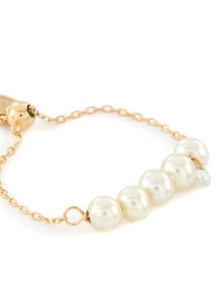 Detail View - Click To Enlarge - LANE CRAWFORD - Persée Matchy Matchy Set<br>'Aphrodite' Diamond Pearl 18K Gold Chain Ring & 'Danae' Diamond 18K Gold Bracelet