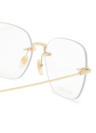 Detail View - Click To Enlarge - GUCCI - Strawberry Charm Metal Square Optical Glasses