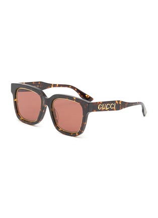 Main View - Click To Enlarge - GUCCI - Logo Tortoiseshell Effect Acetate Wayfarer Sunglasses