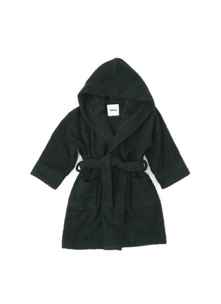 Main View - Click To Enlarge - TEKLA - Organic Cotton Terry Hooded 3-4 Year Old Kids Bathrobe — Forest Green