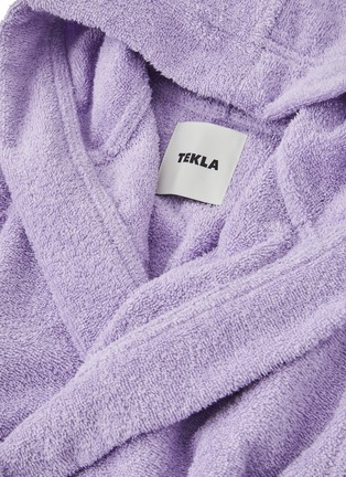 Detail View - Click To Enlarge - TEKLA - Organic Cotton Terry Hooded 3-4 Year Old Kids Bathrobe — Lavender
