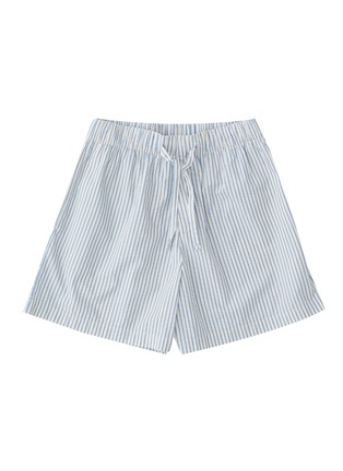 Main View - Click To Enlarge - TEKLA - Large Organic Cotton Poplin Pyjamas Shorts — Placid Blue Stripes