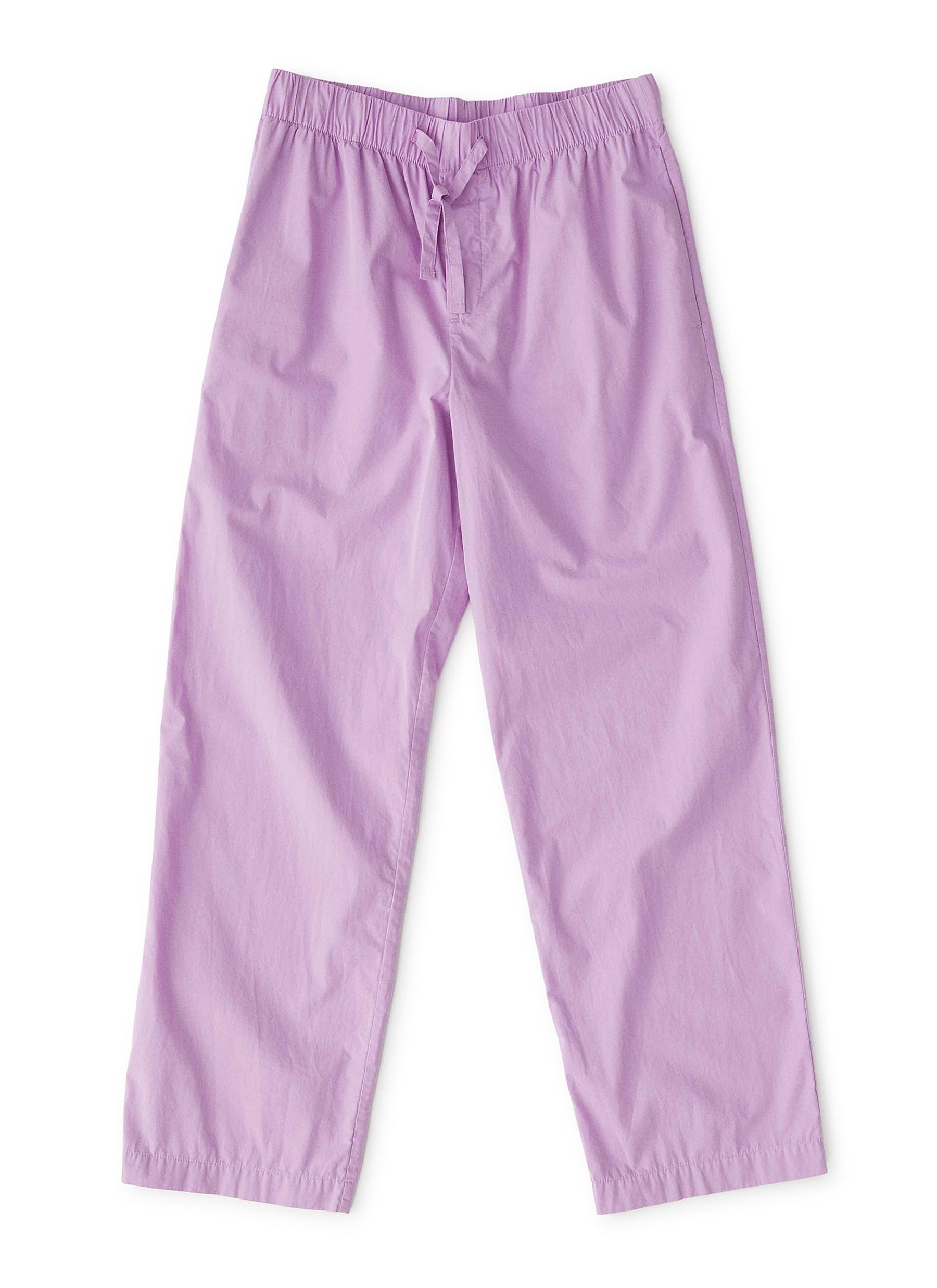 Tekla Kids' Large Organic Cotton Poplin Pyjamas Pants - Purple Pink