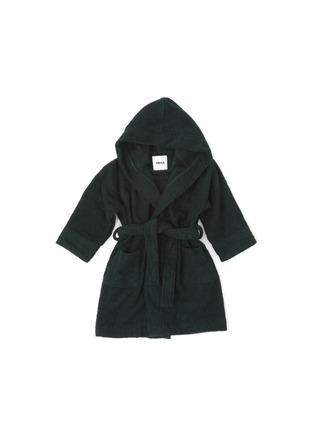 Main View - Click To Enlarge - TEKLA - Organic Cotton Terry Hooded 1-2 Year Old Kids Bathrobe — Forest Green