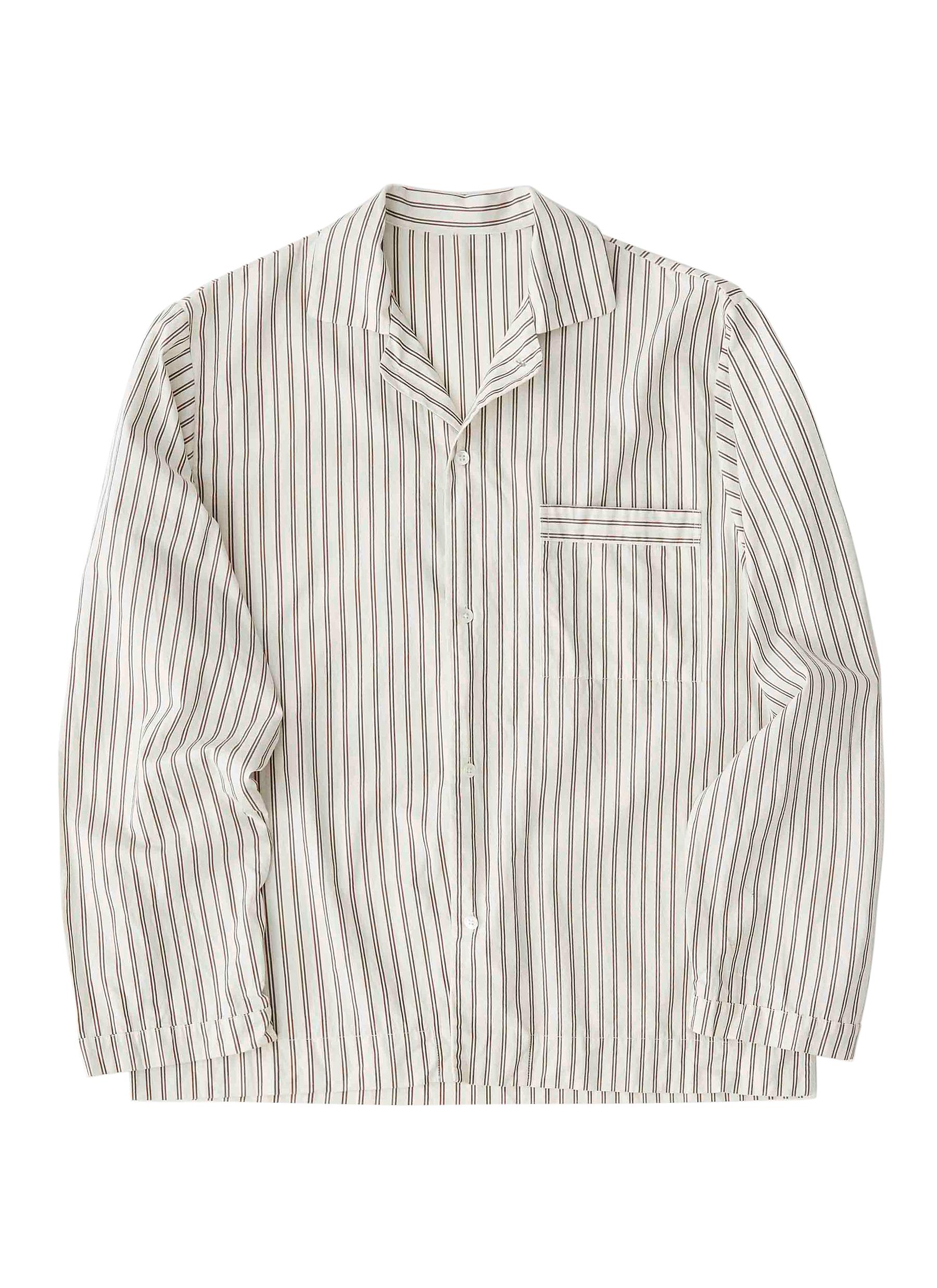 Tekla Kids' Large Poplin Pyjamas Shirt - Hopper Stripes