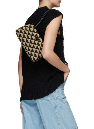 Figure View - Click To Enlarge - PRADA - ‘Symbole’ Small Triangle Jacquard Shoulder Bag