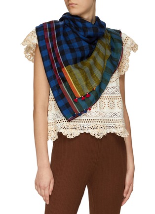 Figure View - Click To Enlarge - INJIRI - CHECKED TASSEL CASHMERE SCARF