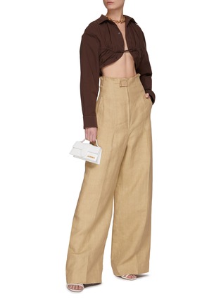 Figure View - Click To Enlarge - JACQUEMUS - Linen High Waist Super Wide Leg Pants