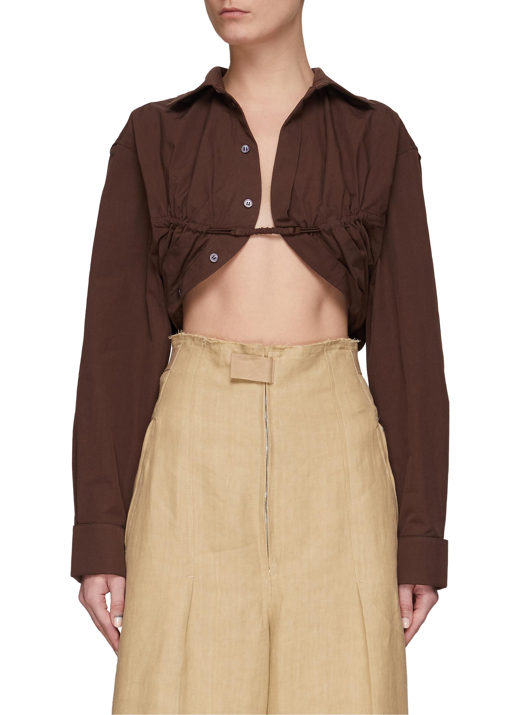 JACQUEMUS Elasticated Chest Cotton Cropped Shirt