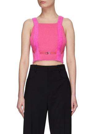 Main View - Click To Enlarge - JACQUEMUS - Metallic Buckle Open Back Two Toned Knit Cropped Top