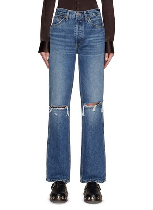 Main View - Click To Enlarge - RE/DONE - 90S HIGH RISE LOOSE DESTROYED KNEE JEANS