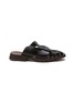 Main View - Click To Enlarge - HEREU - ‘CANVA SPORT’ CUT OUT FLAT LEATHER SLIP ON SHOES