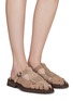 Figure View - Click To Enlarge - HEREU - ‘CANVA SPORT’ CUT OUT FLAT SUEDE SLIP ON SHOES