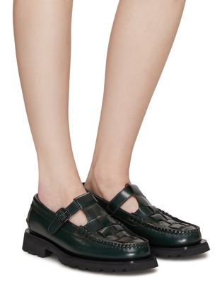 Figure View - Click To Enlarge - HEREU - ‘SOLLER SPORT’ FLAT WOVEN LEATHER LOAFERS