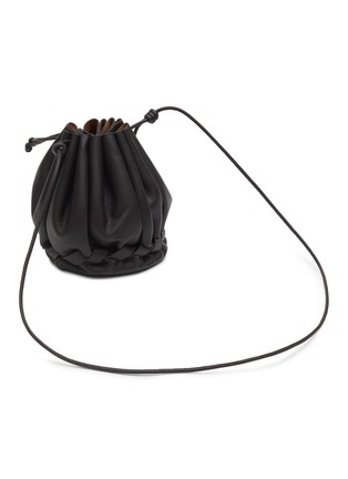Detail View - Click To Enlarge - HEREU - ‘MOLINA’ INTERWOVEN DETAIL LEATHER DRAWSTRING BUCKET BAG
