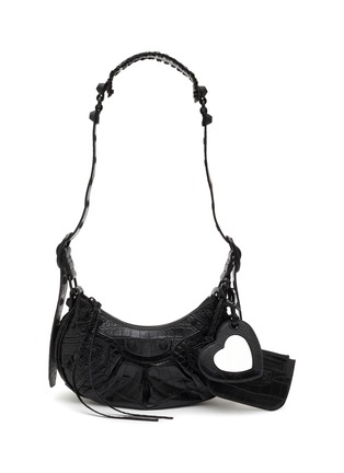 Main View - Click To Enlarge - BALENCIAGA - ‘LE CAGOLE’ EXTRA SMALL CROC EMBOSSED CALF LEATHER SHOULDER BAG