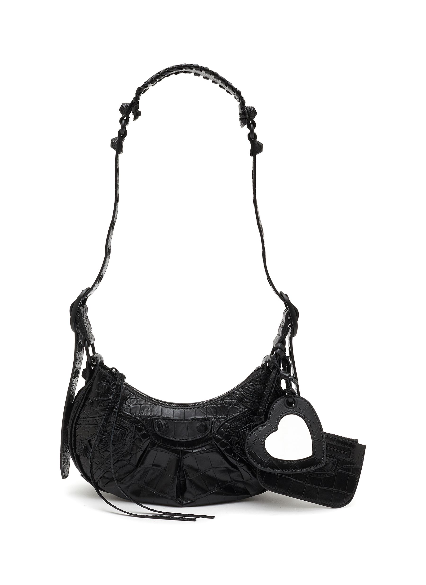 â€˜LE CAGOLE’ EXTRA SMALL CROC EMBOSSED CALF LEATHER SHOULDER BAG