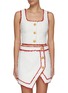 Main View - Click To Enlarge - BALMAIN - Contrasting Fringed Trim Tweed Sleeveless Cropped Top