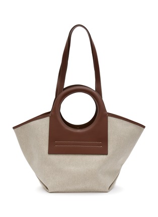 Main View - Click To Enlarge - HEREU - ‘CALA’ SMALL LEATHER HANDLE STRAP CANVAS TOTE BAG