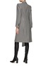 Back View - Click To Enlarge - ALEXANDER MCQUEEN - ASYMMETRIC PANEL LONG SLEEVE FITTED DOUBLE BREASTED HOUNDSTOOTH COAT