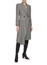 Figure View - Click To Enlarge - ALEXANDER MCQUEEN - ASYMMETRIC PANEL LONG SLEEVE FITTED DOUBLE BREASTED HOUNDSTOOTH COAT