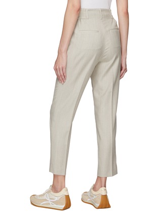 Back View - Click To Enlarge - PESERICO - PLEATED FLAT FRONT HERRINGBONE MOTIF CROPPED PANTS