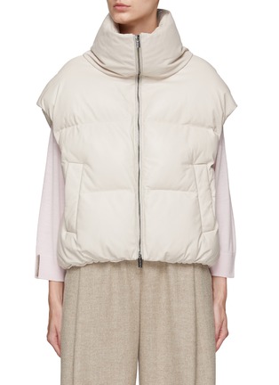Main View - Click To Enlarge - PESERICO - CAP SLEEVE HIGH NECK FRONT ZIP PUFFER VEST