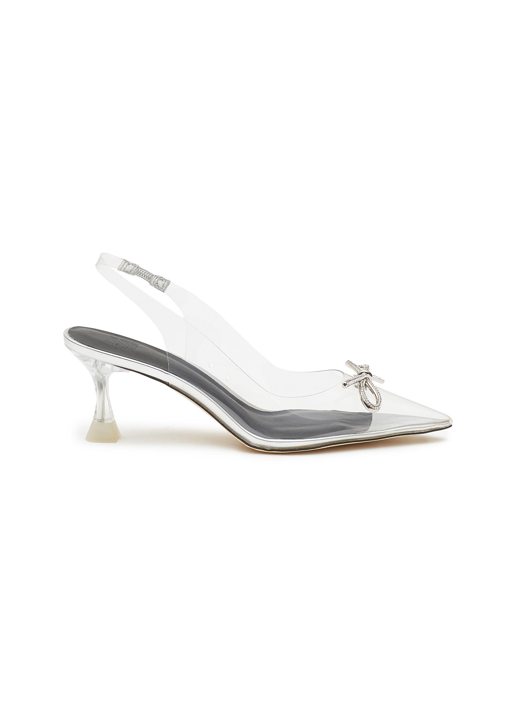 'Josie Glam' Crystal Embellished Bow PVC Slingback Heels
