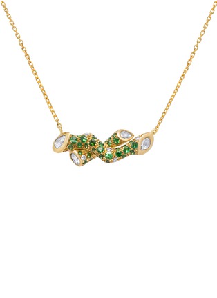 Main View - Click To Enlarge - MAISONALT - ‘Forest Alt Woody’ Tsavorite Diamond 18K Gold Double Pendant Chain Necklace