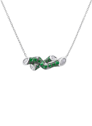 Main View - Click To Enlarge - MAISONALT - ‘Forest Alt Woody’ Tsavorite Diamond 18K White Gold Double Pendant Chain Necklace