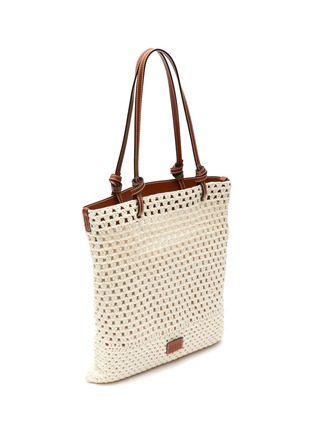Detail View - Click To Enlarge - STAUD - ‘PORTE’ CROCHET LOGO JACQUARD LEATHER STRAP TOTE BAG