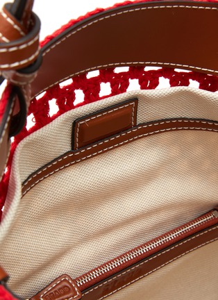 Detail View - Click To Enlarge - STAUD - ‘PORTE’ CROCHET LOGO JACQUARD LEATHER STRAP TOTE BAG