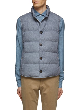 Main View - Click To Enlarge - BRUNELLO CUCINELLI - Denim Effect Padded Leather Button-Up Vest