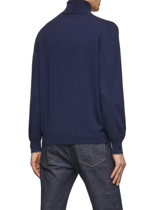 Back View - Click To Enlarge - BRUNELLO CUCINELLI - Ribbed Trim Cashmere Turtleneck Sweater