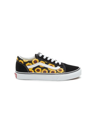 Main View - Click To Enlarge - VANS - ‘OLD SKOOL V’ SUNFLOWER PRINT LACE UP KIDS SNEAKERS