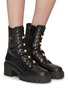 Figure View - Click To Enlarge - STUART WEITZMAN - ‘SOHO’ PEARL DETAIL LACE UP LEATHER COMBAT BOOTS