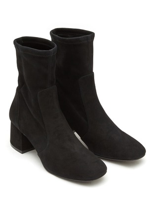 Detail View - Click To Enlarge - STUART WEITZMAN - ‘SLEEK’ SUEDE SOCK ANKLE BOOTS