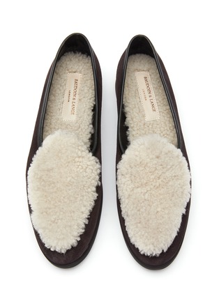 Detail View - Click To Enlarge - BAUDOIN & LANGE - ‘STRIDE’ SHEARLING SUEDE FLAT LOAFERS