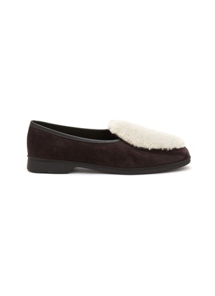 Main View - Click To Enlarge - BAUDOIN & LANGE - ‘STRIDE’ SHEARLING SUEDE FLAT LOAFERS