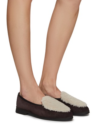 Figure View - Click To Enlarge - BAUDOIN & LANGE - ‘STRIDE’ SHEARLING SUEDE FLAT LOAFERS