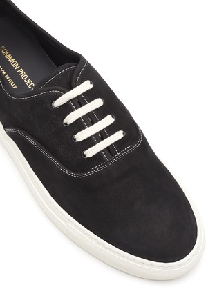 Detail View - Click To Enlarge - COMMON PROJECTS - Contrasting Stitching Grained Leather Sneakers